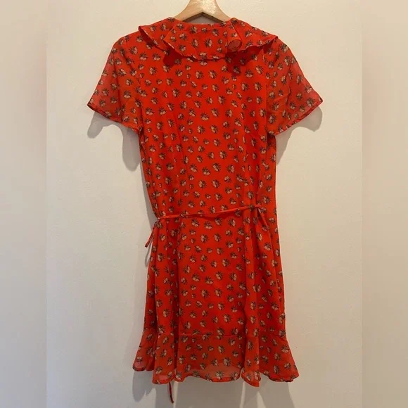 Beach Riot Red Orange Ruffled Wrap Sundress size S - Picture 6 of 13